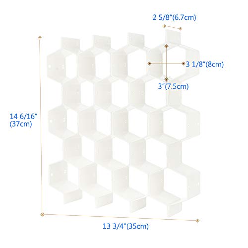 Poeland Drawer Divider Organizer 8pcs DIY Plastic Grid Honeycomb Drawer Divider White