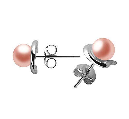 Dolphin Pink 5-6mm AAA Quality Freshwater 925 Sterling Silver Cultured Pearl Earring Pair For Women