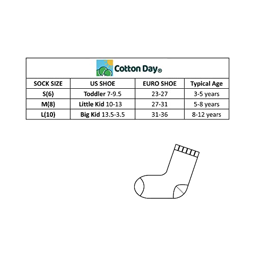 COTTON DAY 7 Days of the Week Toddler Little Big Kids Girls Cute Pattern Design Socks (Floral & Stripes, M: Shoe Size 10-13)