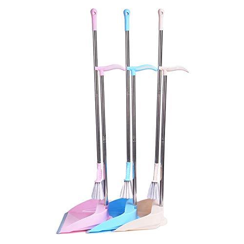 SEYMM Household Sweeper Dustpan Set Stainless Steel Sweeping Cleaning Brush Tool Sweep Hair Removing Broom (Color : Color Pink) - Pink and Caboodle