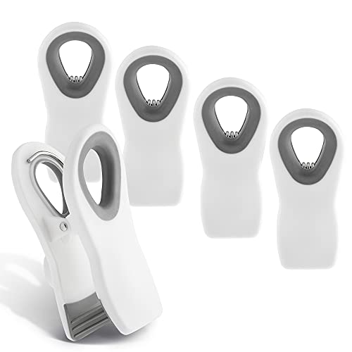 COOK WITH COLOR 5 Pc Chip Bag Clips- Kitchen Clips, Magnetic Chip Clips for Bags, Food Bag Clips with Airtight Seal (White)