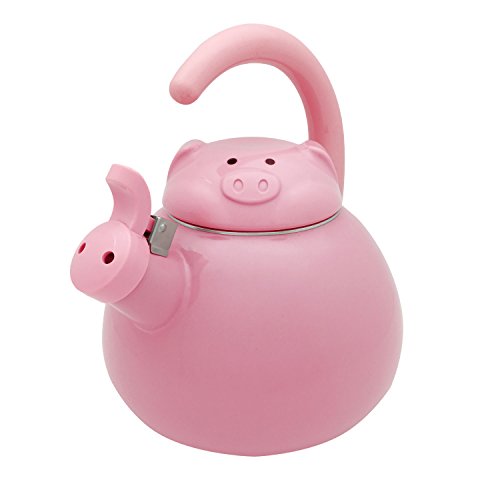 Supreme Housewares Whistling Kettle, Pink Pig