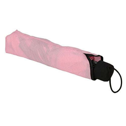Large Dome Pink Ruffled Umbrella, Triple-Fold, UV Protection