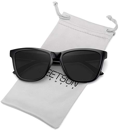MEETSUN Polarized Sunglasses for Women Men Classic Retro Designer Style (Black, 54)