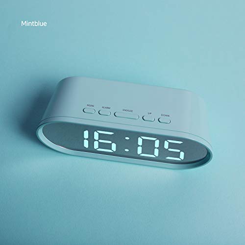 Basic Office or Bedroom LED Alarm Desk Clock w/Snooze & Temperature, Pink or White