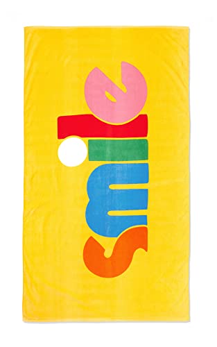 Rainbow Colors "Smile" Oversized Terrycloth Beach Towel for Kids & Adults