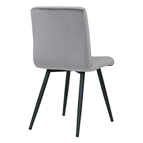 Duhome Velvet Dining Chairs Reception Chairs, Tufted Accent Living Room Chairs with Metal Legs for Living Room/Kitchen/Vanity Set of 4 Grey