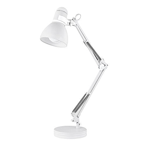 Globe Electric 52024 Architect 28" Swing Arm Desk Lamp with a Matte White Finish, On/Off Rotary Switch Located on Shade, Partially Adjustable Swing Arm