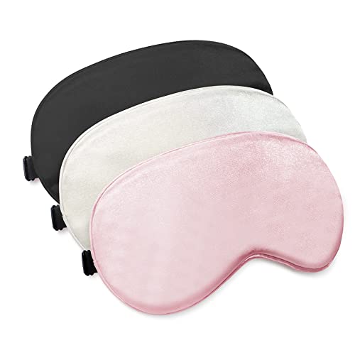 Lightweight, Light Blocking Blindfold Soft Sleep Eye Masks w/Adjustable Strap, Set of 3