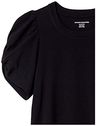 Amazon Essentials Women's Classic Fit Twist Sleeve Crew Neck T-Shirt, Black, Medium