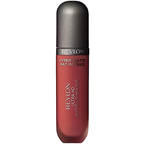 REVLON Ultra HD Lip Mousse Hyper Matte, Longwearing Creamy Liquid Lipstick in Plum / Berry, Spice (825), 0.2 oz