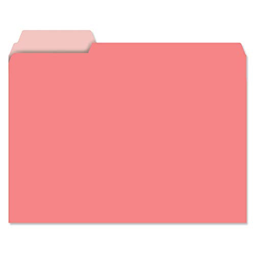 Set of 24 Charcoal & Coral File Folders, 6 Bright Designs, 1/3 Cut Tabs, Standard Letter Size