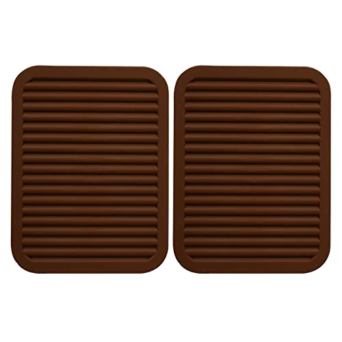 Extra Large, Extra Thick Rectangular Silicone Trivet Mat Set for Hot Dishes,Pots and Pans, - Kitchen Hot Pads for Countertop and Table,Dishing Drying Mats, Set of 2 (Brown