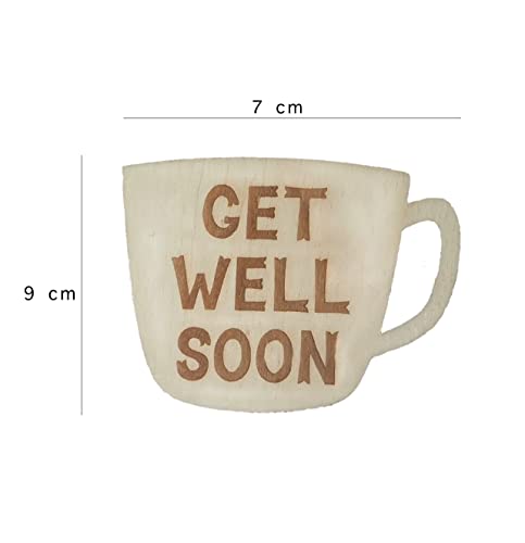 Woodland Mail Get Well Soon Card with Engraved Wooden Mug on the Front