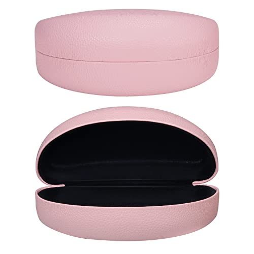 MOLSHINE Hard Shell Sunglasses Case,Classic Large Glasses Case for Sunglass,Eyeglasses with Cleaning Cloth,Pocket(Pink)