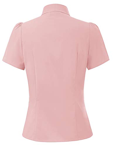 Pink Blouses for Women Dressy Plus Size Retro Blouses Casual Office Work Blouse Shirts Tops Pink 3X-Large