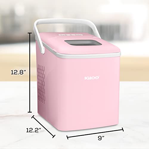 Igloo 26-Pound Automatic Self-Cleaning Portable Countertop Ice Maker Machine with Handle, Pink