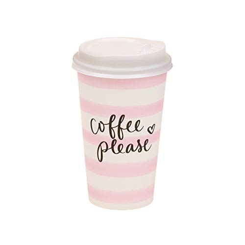 “Coffee Please” 16-oz Disposable Cups with Lids and Sleeves, 12 Count