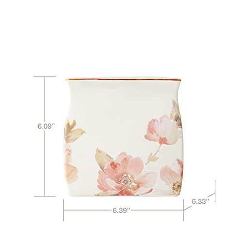 Pink, Gray & Gold Rimmed Antique Floral Tissue Box Cover