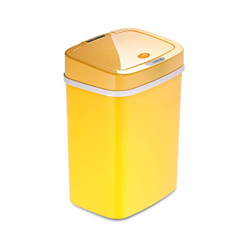 Ninestars DZT-12-5YL Bedroom or Bathroom Automatic Touchless Infrared Motion Sensor Trash Can, 3 Gal 12 L, ABS Plastic (Rectangular, Yellow) Trashcan