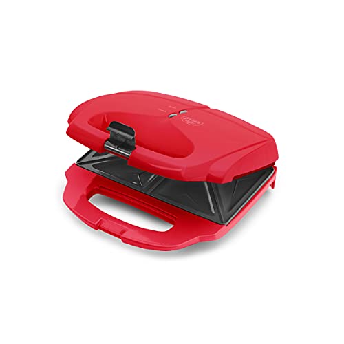GreenLife Pro Electric Panini Press Grill and Sandwich Maker, Healthy Ceramic Nonstick Plates, Easy Indicator Light, PFAS-Free, Red