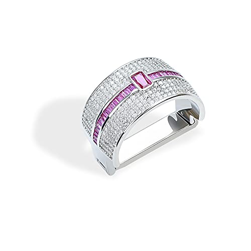 Mens Tie Ring Tie Clasp Necktie Clips Holder Bar Accessories for Necktie Gold Silver Tone (Silver Hot Pink)