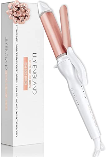 Curling Iron, Ceramic Hair Curler- 1.25 Inch Barrel Curling Wand for All Hair Types, 212°F-424°F Adjustable Temperature, Rose Gold