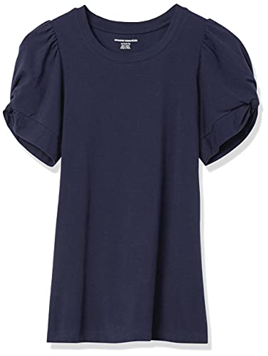 Amazon Essentials Women's Classic Fit Twist Sleeve Crew Neck T-Shirt, Navy, Medium