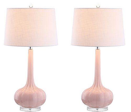 Tall Pink 28.5" Teardrop LED Table Lamps, Contemporary Modern Style, Set of 2