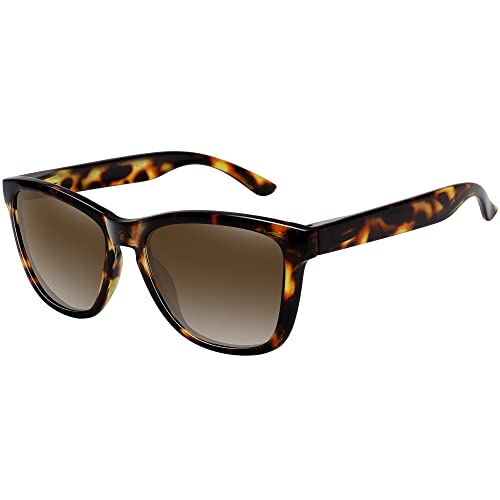 MEETSUN Polarized Sunglasses for Women Men Classic Retro Designer Style (Leopard Frame / Brown Gradient Lens, 54)