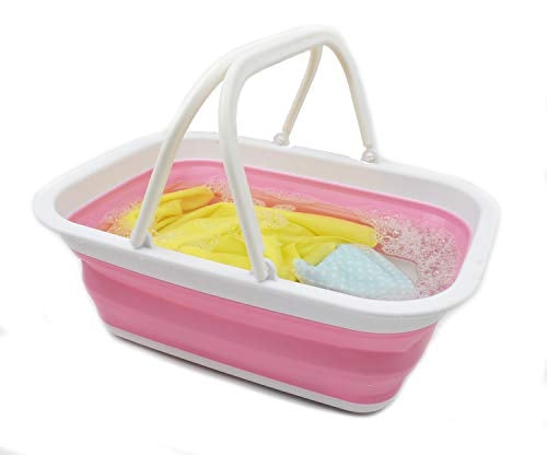 Portable Collapsible Tub, Picnic Basket or Shopping Bag with Handle, 2.37 Gallons  (16 colors)