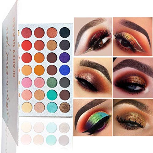 35 Colors Highly Pigmented Matte & Shimmer Eyeshadow Palette, Waterproof & Sweatproof - Pink and Caboodle