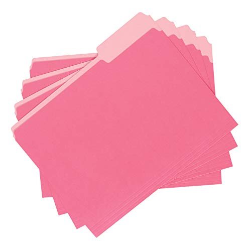 36-Pack Letter Size Basic 1/3 Cut Tab File Folders (5 colors) - Pink and Caboodle