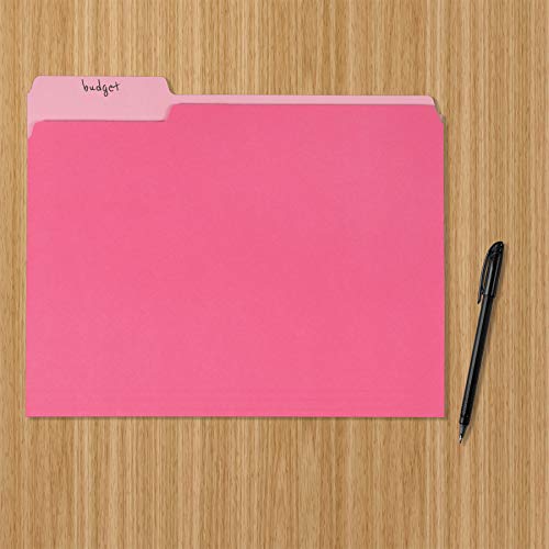 36-Pack Letter Size Basic 1/3 Cut Tab File Folders (5 colors) - Pink and Caboodle