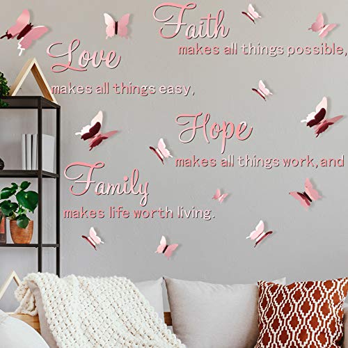 3D Acrylic Removable Butterfly & Inspirational Saying Wall Art Decor Stickers (3 colors) - Pink and Caboodle