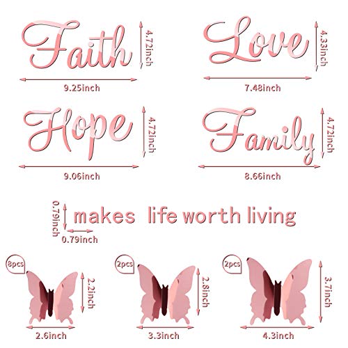 3D Acrylic Removable Butterfly & Inspirational Saying Wall Art Decor Stickers (3 colors) - Pink and Caboodle