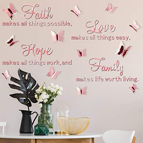 3D Acrylic Removable Butterfly & Inspirational Saying Wall Art Decor Stickers  (3 colors)