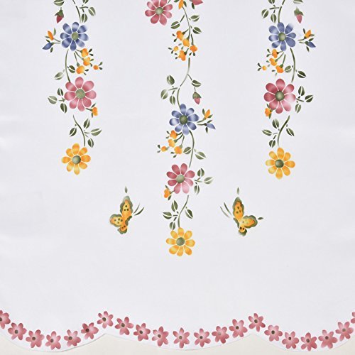 3pcs Kitchen Cafe Curtain Set, Flowers & Butterflies - Pink and Caboodle