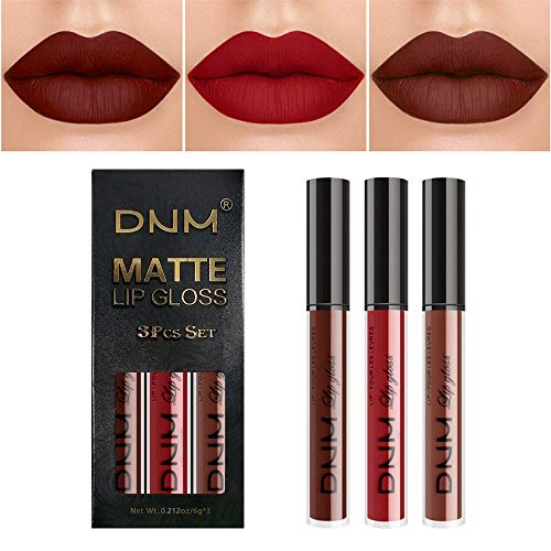 3Pcs Red, Dark Red & Brown Matte 24-hour Liquid Lipstick Set