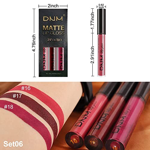 3Pcs Rose, Dark Red & Purple Matte 24-hour Liquid Lipstick Set - Pink and Caboodle