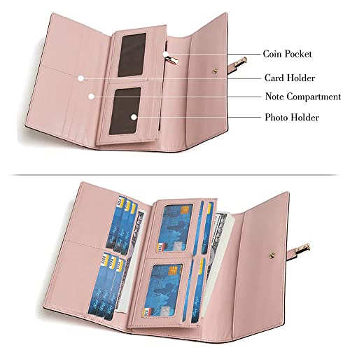 Ladies Trifold Clutch Wallet & Card Holder, Slim Design  (11 colors)