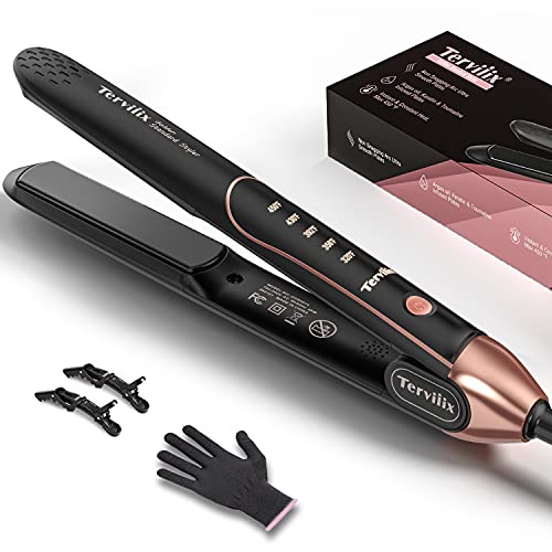 Terviiix Plancha De Cabello Professional 450°F, Non-Snagging Ceramic Flat Iron Hair Straightener 1 inch, 3X Less Damage Hair Iron Straightener and Curler, 15s Fast Heating, 5 Adjustable Heats