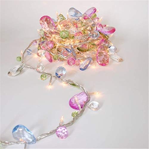 [updated version] Indoor House String lights-Bohemia style String with Jewels-Colorful Jewels LED Fairy Christmas Lights-Battery Powered-8 Mode- Remote-Timer,30 Warm White LED Gift Lights for Girl