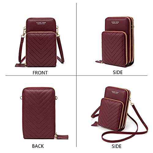 Small Crossbody Cell Phone Purse for Women, Mini Messenger Shoulder Handbag Wallet with Credit Card Slots