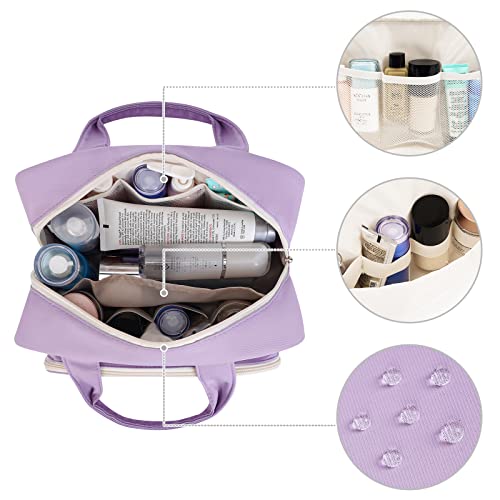 Narwey Full Size Toiletry Bag Women Large Makeup Bag Organizer Travel Cosmetic Bag for Essentials Accessories (Purple)