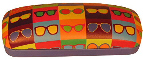 Eyeglass case - Sturdy Metal - Clam Shell - Eyeglasseses Design (Blue)