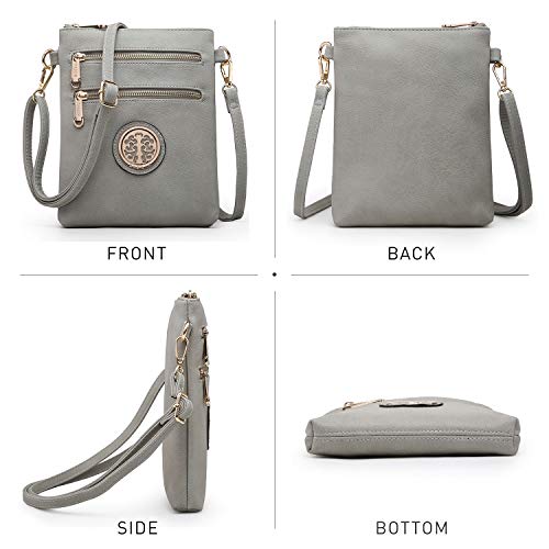 Dasein Women Small Crossbody Bag Lightweight Shoulder Purses Multi Zipper Pockets Phone Purse Handbag (grey)