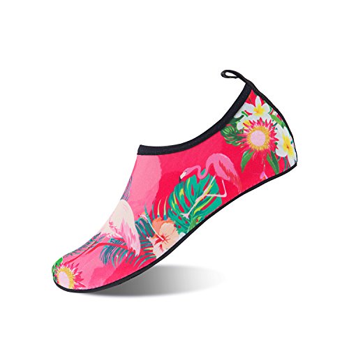 Women's, Men's & Kid's Water Shoes, Barefoot Quick-Dry Aqua Socks for Beach, Yoga, Exercise - Flamingos