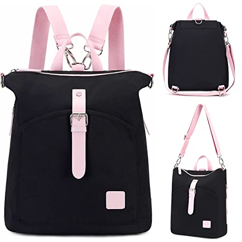 Backpack Purse Women Ladies Fashion Casual Lightweight Shoulder Bag Travel Daypack (29 Black&Pink)