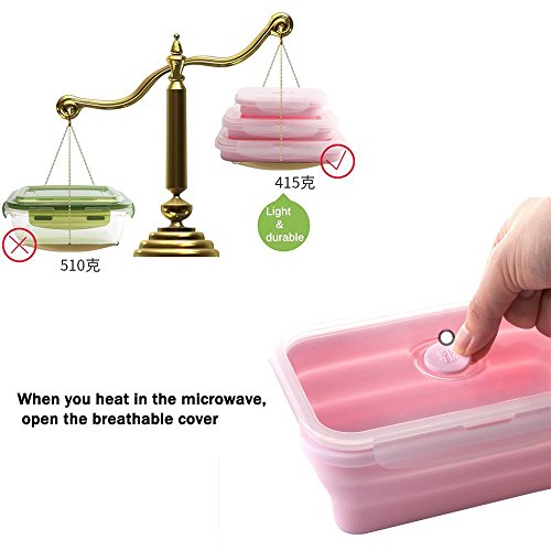  Keweis Silicone Food Storage Containers with Lids, Collapsible  Silicone Lunch Box Bento Boxes, Meal Prep Container for Kitchen, BPA Free,  Microwave Freezer and Dishwasher Safe, Set of 4, Pink: Home 